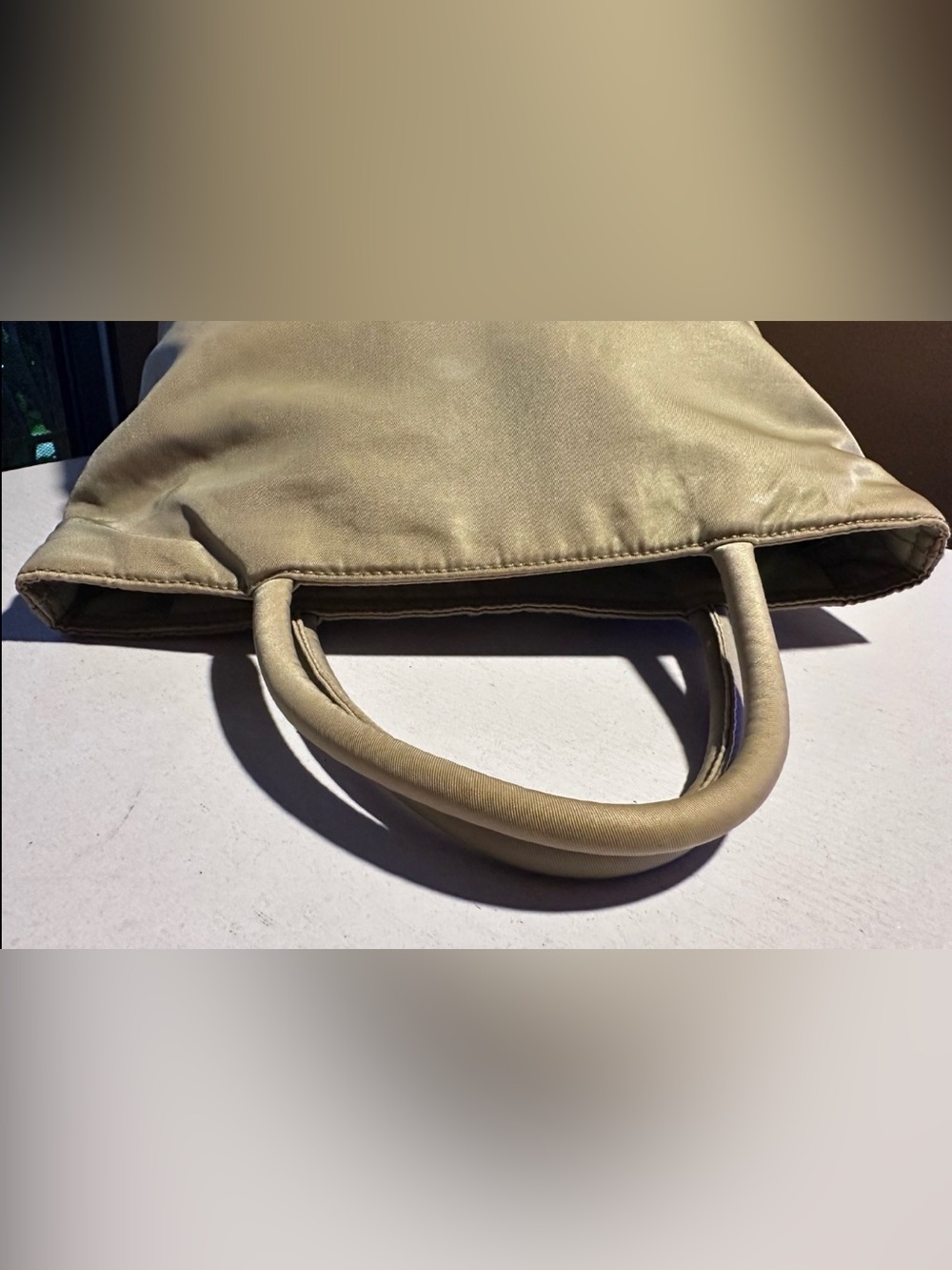 Authentic PRADA Tessuto Nylon Mini Tote Handbag Beige Triangle Italy - Picture 10 of 10